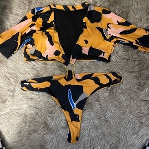 Yellow Multi Monokini (XL) NWOT
